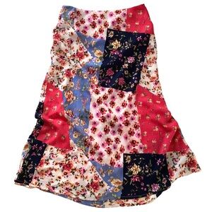 Gilli Faux Patchwork Midi Skirt